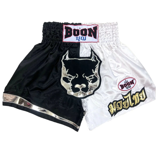 Boon MT12 Muay Thai Shorts B&W PITBULL