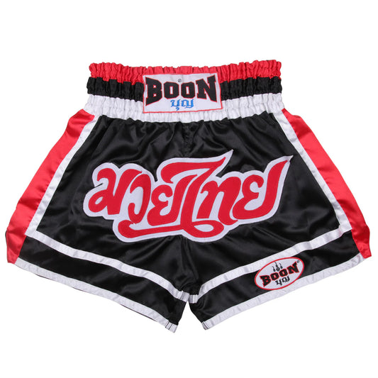 Boon MT11 Muay Thai Shorts ROT, WEISS & SCHWARZ